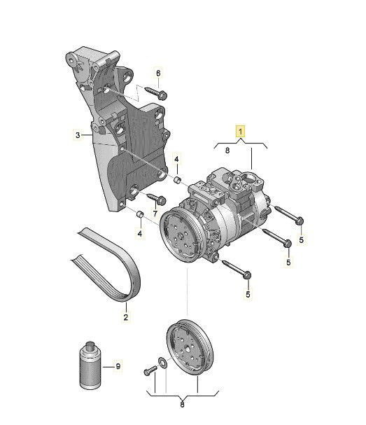 Compresor clima Volkswagen Golf 5 (1K1) [Fabr 2004-2008] 1K0820859F 2.0 TDI BKD 103 KW / 140CP