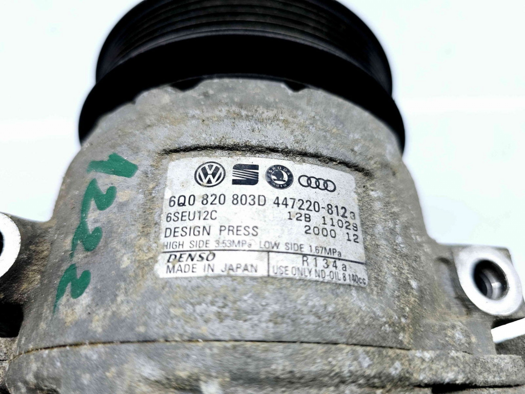Compresor clima Volkswagen Polo (9N) [Fabr 2001-2008] 6Q0820803D 1.4 Benz AUA 55KW / 75CP