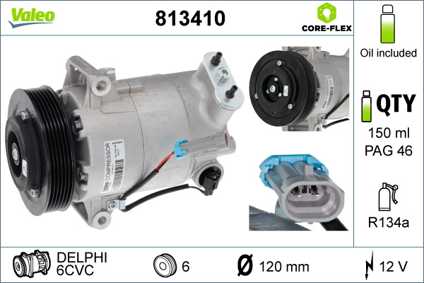 Compresor, climatizare (813410 VALEO) OPEL,VAUXHALL