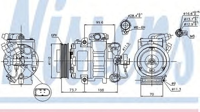 Compresor, climatizare AUDI A2 (8Z0) (2000 - 2005) NISSENS 89026 piesa NOUA
