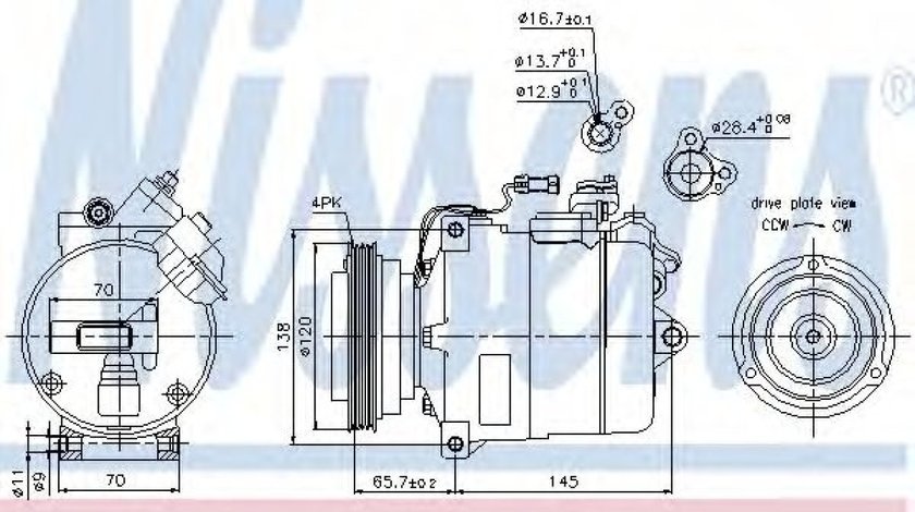 Compresor, climatizare AUDI A4 (8D2, B5) (1994 - 2001) NISSENS 89027 piesa NOUA