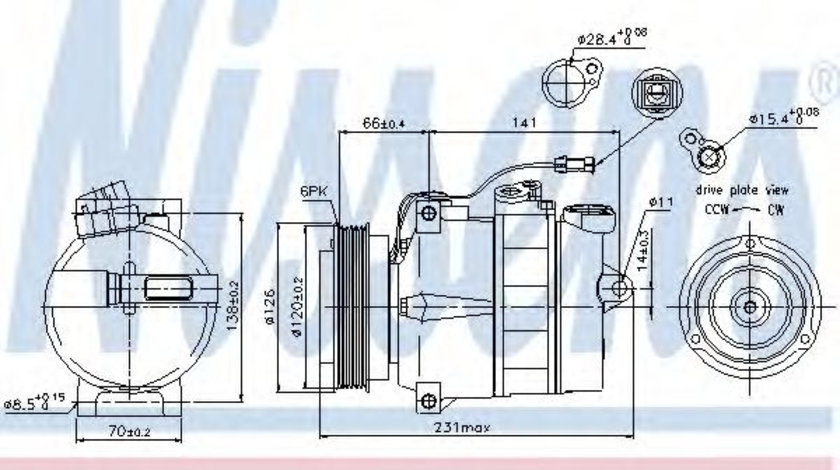 Compresor, climatizare AUDI A4 (8D2, B5) (1994 - 2001) NISSENS 89054 piesa NOUA