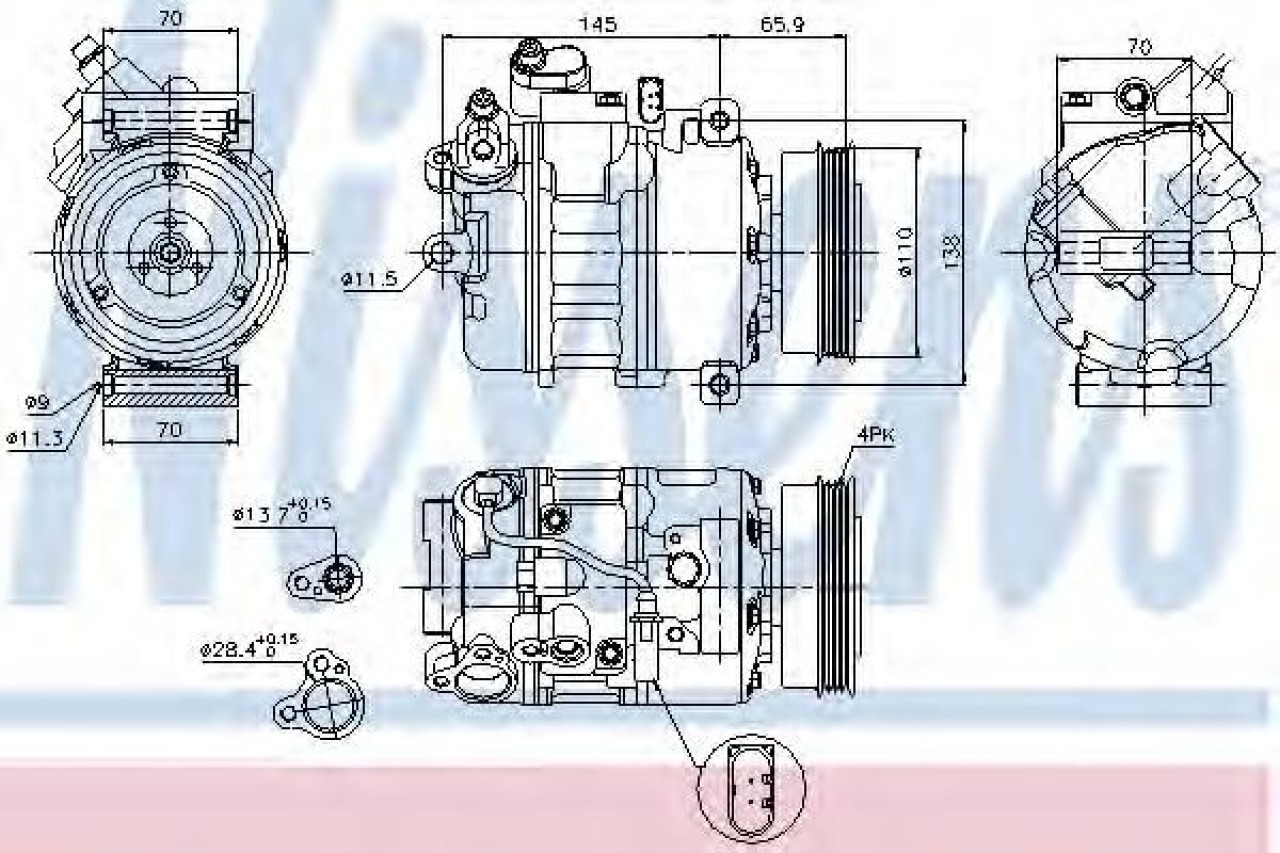 Compresor, climatizare AUDI A4 (8E2, B6) (2000 - 2004) NISSENS 89023 piesa NOUA