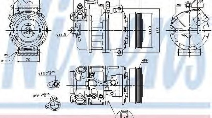 Compresor, climatizare AUDI A4 (8E2, B6) (2000 - 2004) NISSENS 89023 piesa NOUA