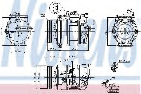 Compresor, climatizare AUDI A4 (8E2, B6) (2000 - 2004) NISSENS 89092 piesa NOUA