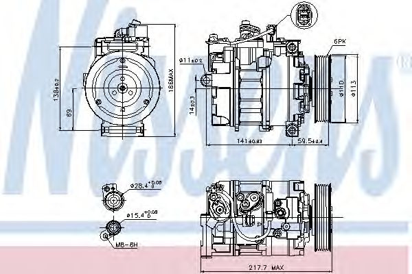 Compresor, climatizare AUDI A4 (8EC, B7) (2004 - 2008) NISSENS 89223 piesa NOUA