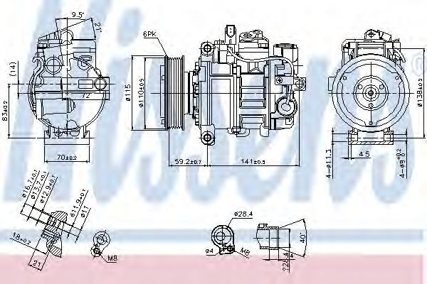 Compresor, climatizare AUDI A4 (8EC, B7) (2004 - 2008) NISSENS 89384 piesa NOUA