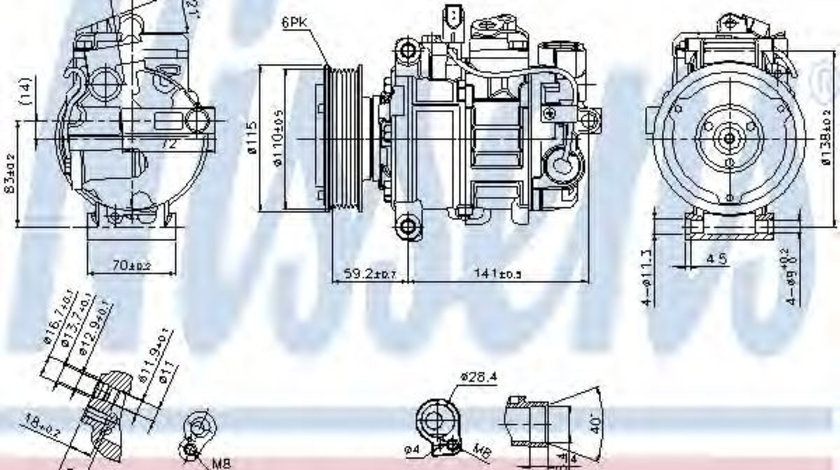 Compresor, climatizare AUDI A4 (8EC, B7) (2004 - 2008) NISSENS 89384 piesa NOUA