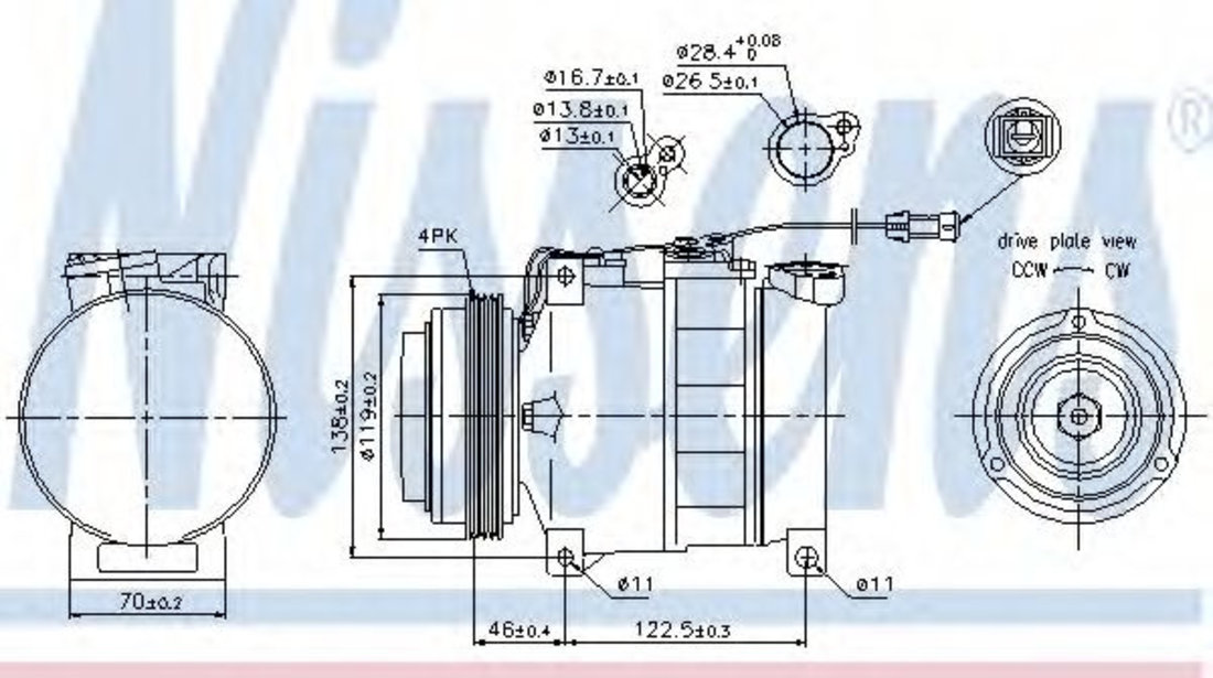 Compresor, climatizare AUDI A4 Avant (8D5, B5) (1994 - 2001) NISSENS 89045 piesa NOUA