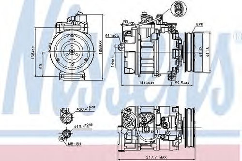 Compresor, climatizare AUDI A4 Avant (8E5, B6) (2001 - 2004) NISSENS 89223 piesa NOUA