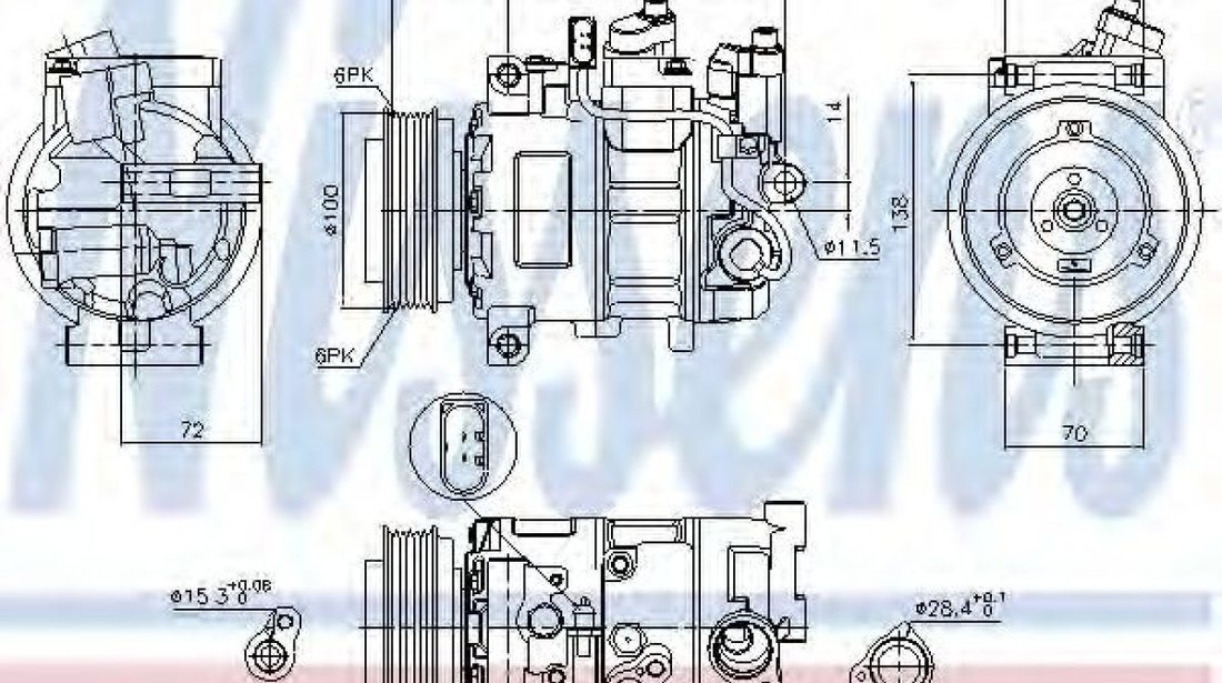 Compresor, climatizare AUDI A4 Avant (8K5, B8) (2007 - 2015) NISSENS 89052 piesa NOUA