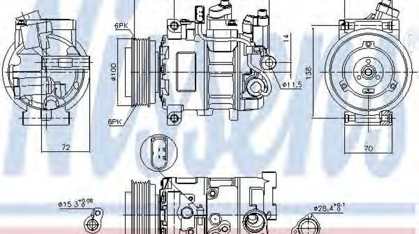 Compresor, climatizare AUDI A4 Cabriolet (8H7, B6, 8HE, B7) (2002 - 2009) NISSENS 89052 piesa NOUA