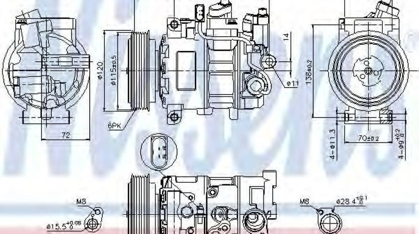 Compresor, climatizare AUDI A4 Cabriolet (8H7, B6, 8HE, B7) (2002 - 2009) NISSENS 89415 piesa NOUA