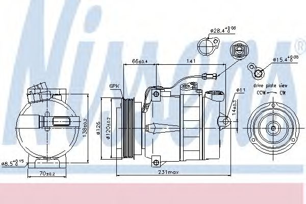 Compresor, climatizare AUDI A6 (4A, C4) (1994 - 1997) NISSENS 89054 piesa NOUA