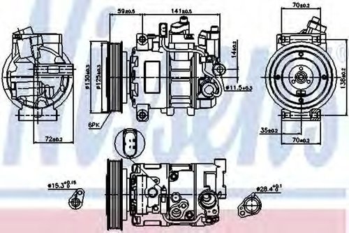 Compresor, climatizare AUDI A6 (4G2, C7, 4GC) (2010 - 2016) NISSENS 89111 piesa NOUA