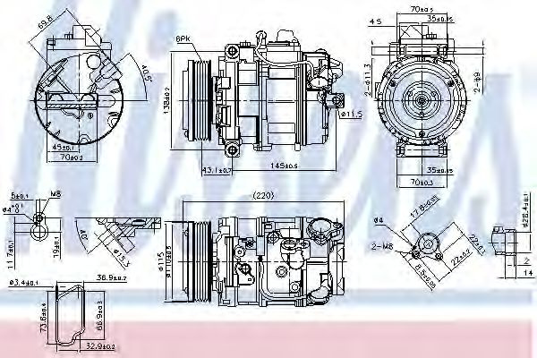 Compresor, climatizare BMW Seria 1 (E87) (2003 - 2013) NISSENS 89599 piesa NOUA