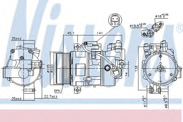Compresor, climatizare BMW Seria 1 (E87) (2003 - 2013) NISSENS 89043 piesa NOUA
