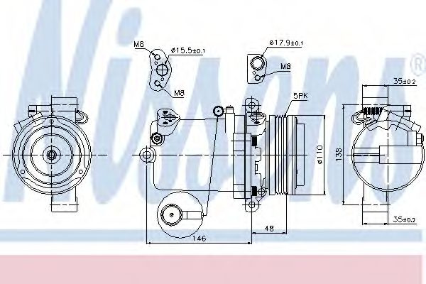 Compresor, climatizare BMW Seria 5 (E39) (1995 - 2003) NISSENS 89133 piesa NOUA