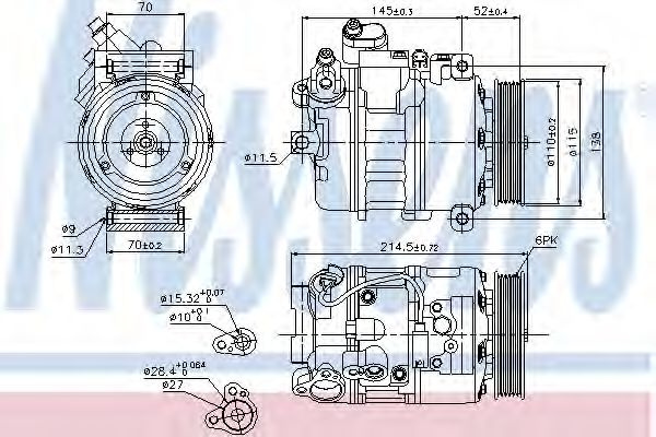 Compresor, climatizare BMW Seria 5 (E60) (2003 - 2010) NISSENS 89214 piesa NOUA