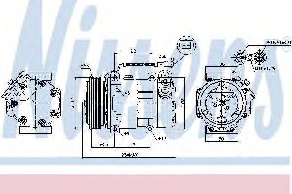 Compresor, climatizare CITROEN C5 I (DC) (2001 - 2004) NISSENS 89047 piesa NOUA