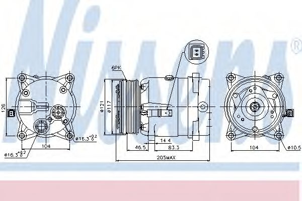Compresor, climatizare CITROEN C5 I (DC) (2001 - 2004) NISSENS 89122 piesa NOUA