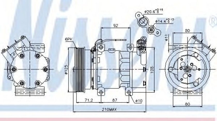 Compresor, climatizare DACIA LOGAN MCV (KS) (2007 - 2016) NISSENS 89064 piesa NOUA