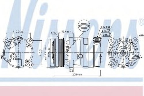Compresor, climatizare DAEWOO NUBIRA Limuzina (KLAN) (2003 - 2016) NISSENS 89058 piesa NOUA