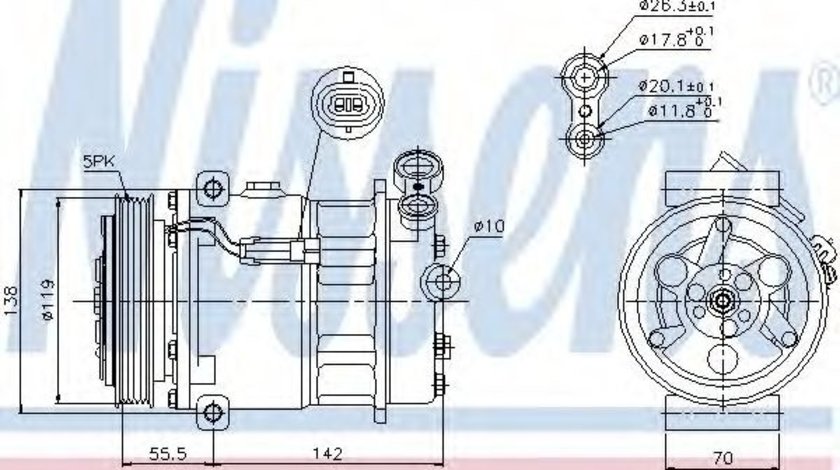 Compresor, climatizare FIAT CROMA (194) (2005 - 2016) NISSENS 89157 piesa NOUA