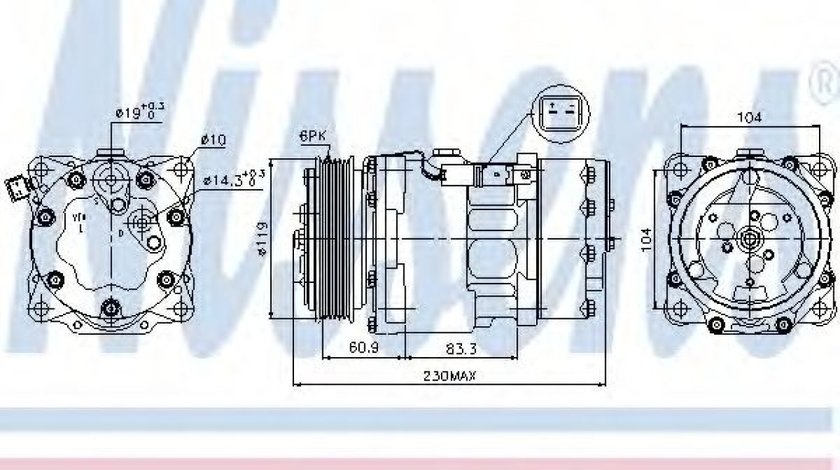 Compresor, climatizare FIAT DUCATO bus (244) (2002 - 2016) NISSENS 89032 piesa NOUA