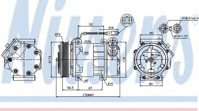 Compresor, climatizare FIAT SCUDO caroserie (220L) (1996 - 2006) NISSENS 89047 piesa NOUA