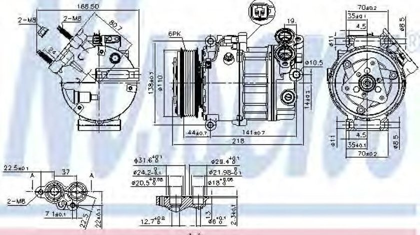 Compresor, climatizare FORD C-MAX II (DXA) (2010 - 2016) NISSENS 890125 piesa NOUA