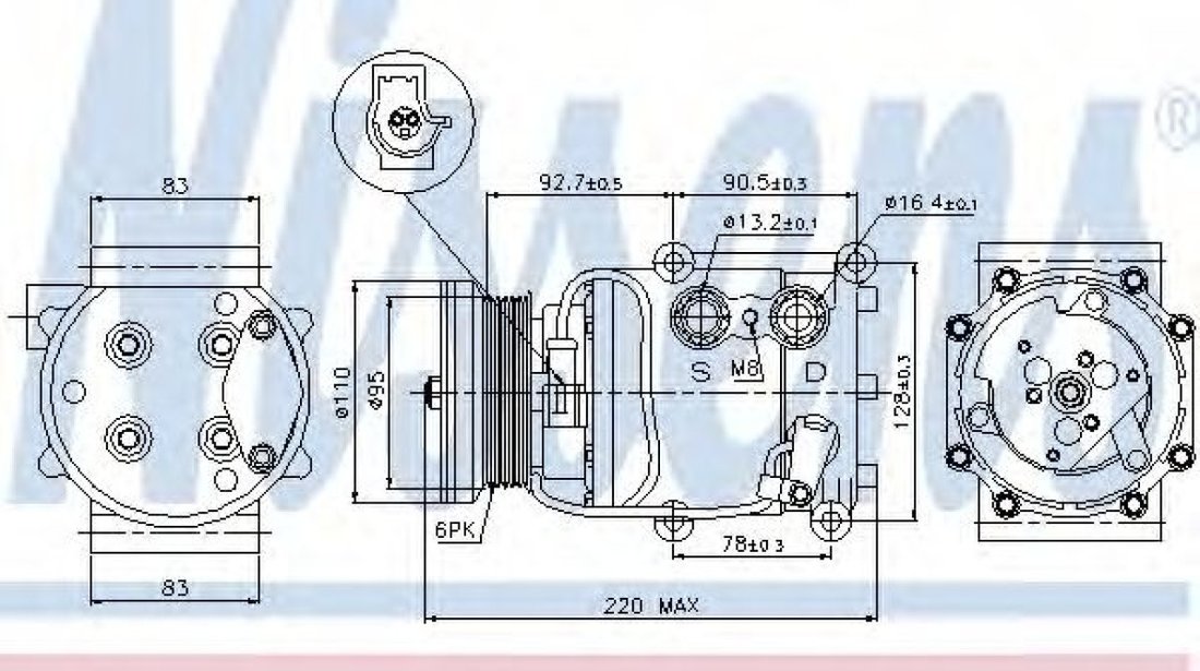 Compresor, climatizare FORD FIESTA IV (JA, JB) (1995 - 2002) NISSENS 89071 piesa NOUA