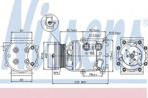 Compresor, climatizare FORD FIESTA IV (JA, JB) (1995 - 2002) NISSENS 89071 piesa NOUA