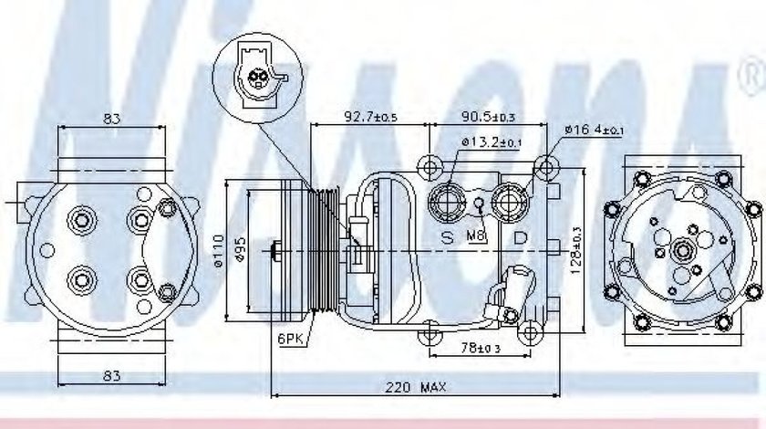 Compresor, climatizare FORD FIESTA IV (JA, JB) (1995 - 2002) NISSENS 89071 piesa NOUA