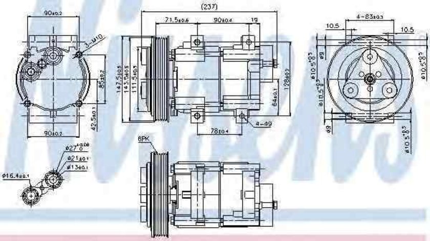 Compresor, climatizare FORD TRANSIT caroserie (E_ _) NISSENS 89251