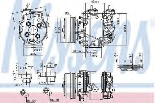Compresor, climatizare HONDA JAZZ III (GE) (2007 - 2013) NISSENS 890035 piesa NOUA