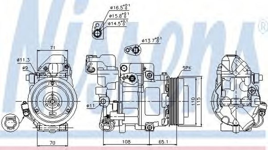 Compresor, climatizare MERCEDES A-CLASS (W168) (1997 - 2004) NISSENS 89051 piesa NOUA