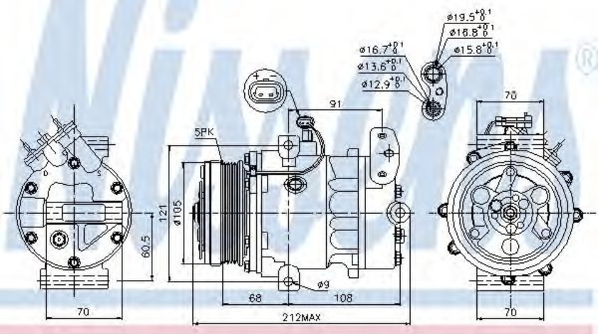Compresor, climatizare OPEL ASTRA G Cabriolet (F67) (2001 - 2005) NISSENS 89037 piesa NOUA
