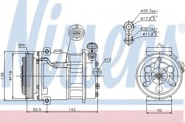 Compresor, climatizare OPEL VECTRA C (2002 - 2016) NISSENS 89157 piesa NOUA