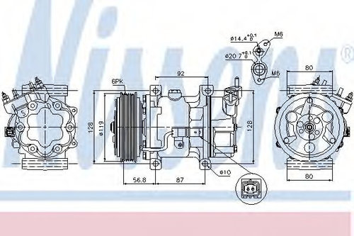 Compresor, climatizare PEUGEOT 206 CC (2D) (2000 - 2016) NISSENS 89053 piesa NOUA
