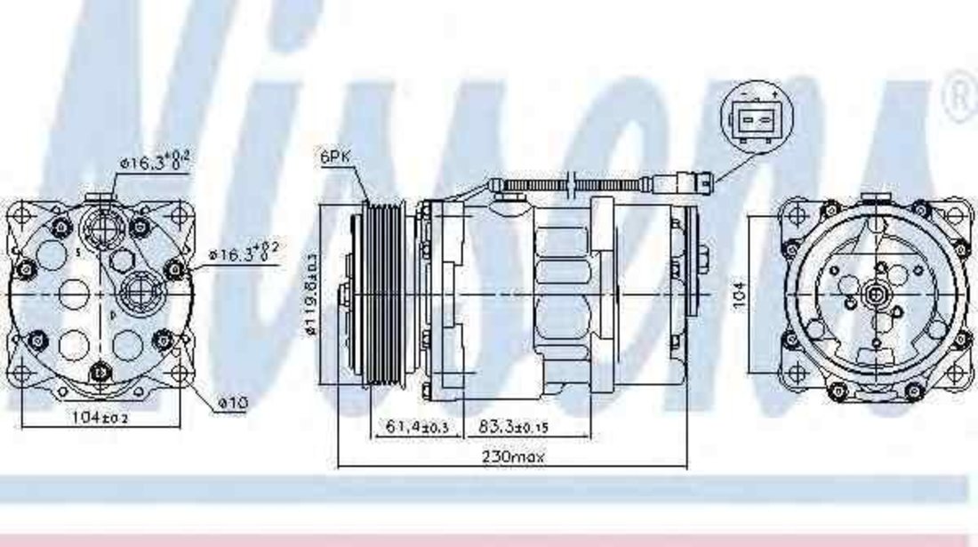 Compresor, climatizare PEUGEOT 206 hatchback (2A/C) NISSENS 89055