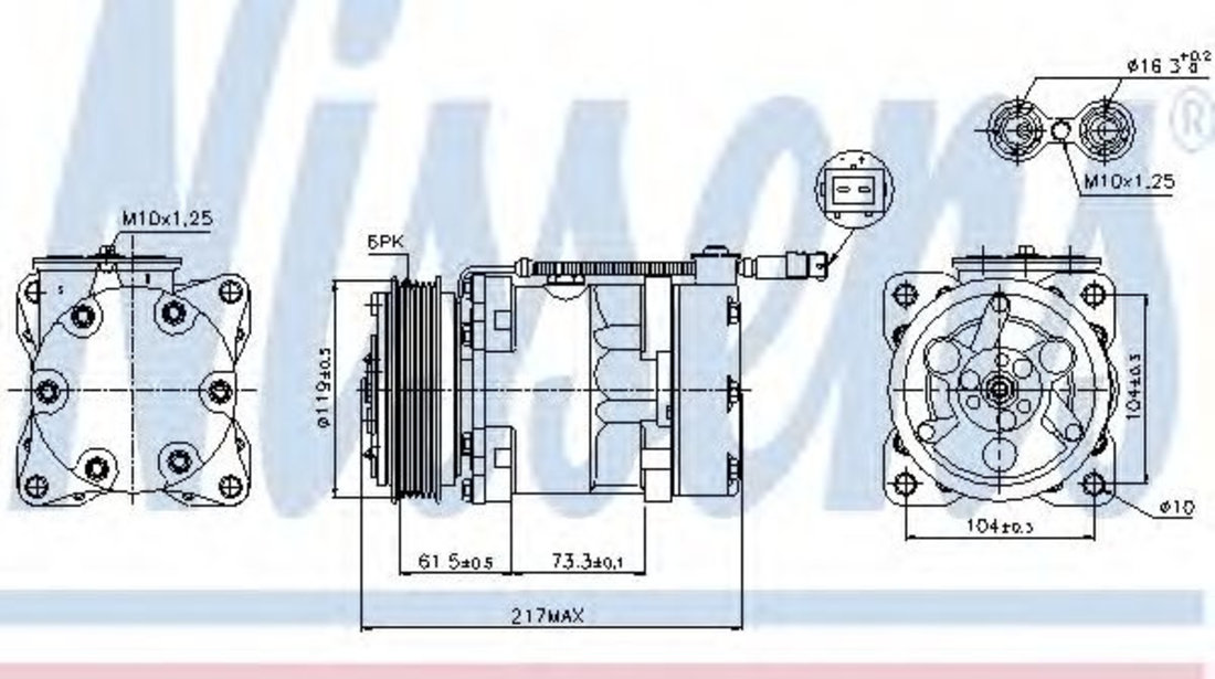 Compresor, climatizare PEUGEOT 206 SW (2E/K) (2002 - 2016) NISSENS 89056 piesa NOUA