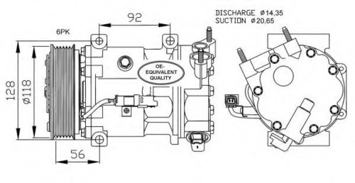 Compresor, climatizare PEUGEOT 207 (WA, WC) (2006 - 2016) NRF 32240 piesa NOUA