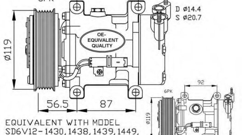 Compresor, climatizare PEUGEOT 306 (7B, N3, N5) (1993 - 2003) NRF 32227 piesa NOUA