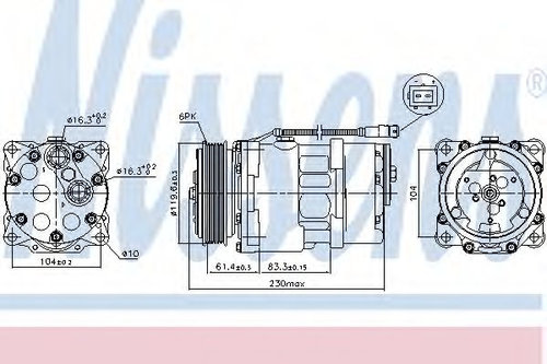 Compresor, climatizare PEUGEOT 306 (7B, N3, N5) (1993 - 2003) NISSENS 89055 piesa NOUA