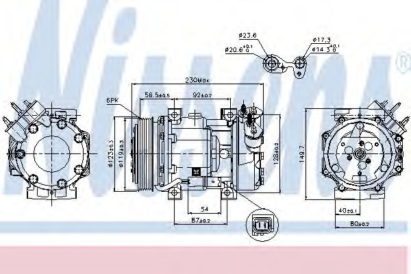 Compresor, climatizare PEUGEOT 306 (7B, N3, N5) (1993 - 2003) NISSENS 89076 piesa NOUA