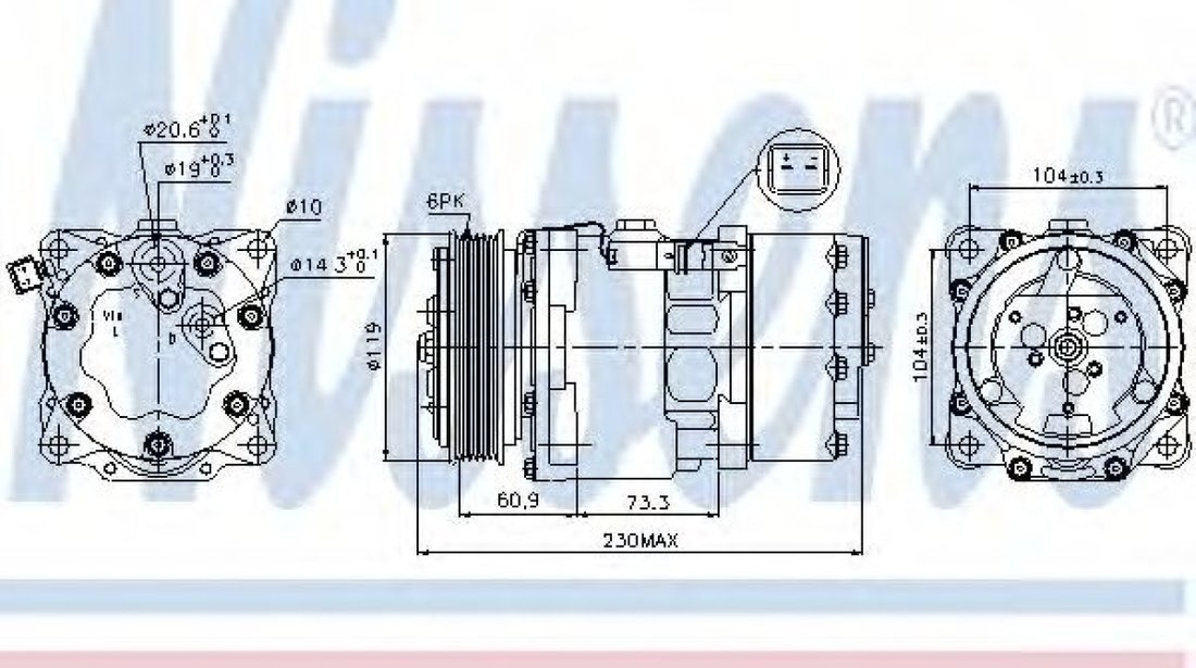 Compresor, climatizare PEUGEOT 307 SW (3H) (2002 - 2016) NISSENS 89195 piesa NOUA