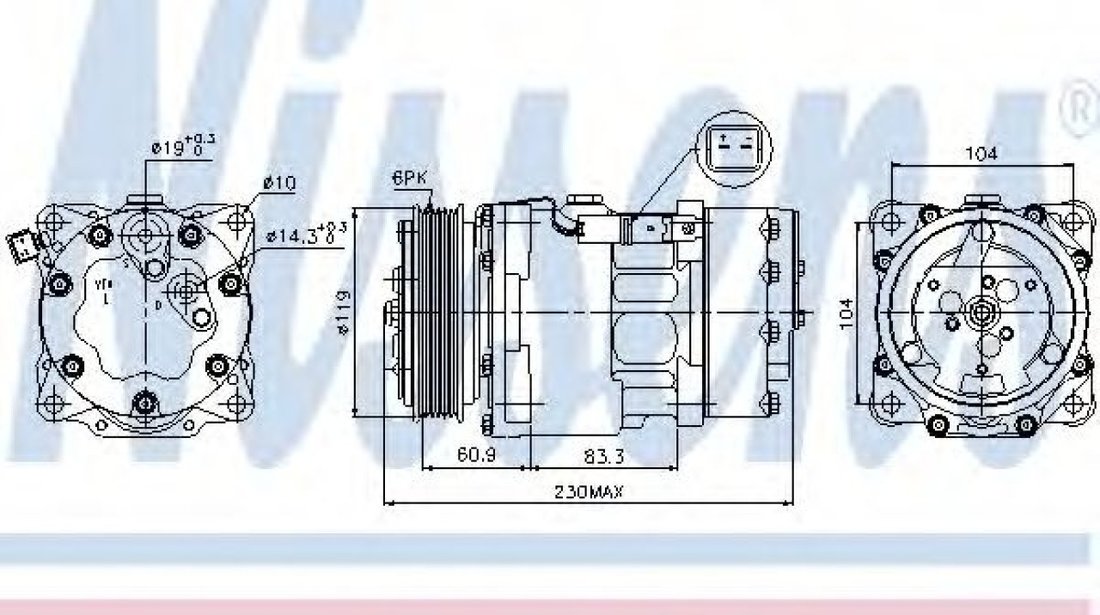 Compresor, climatizare PEUGEOT 307 SW (3H) (2002 - 2016) NISSENS 89032 piesa NOUA