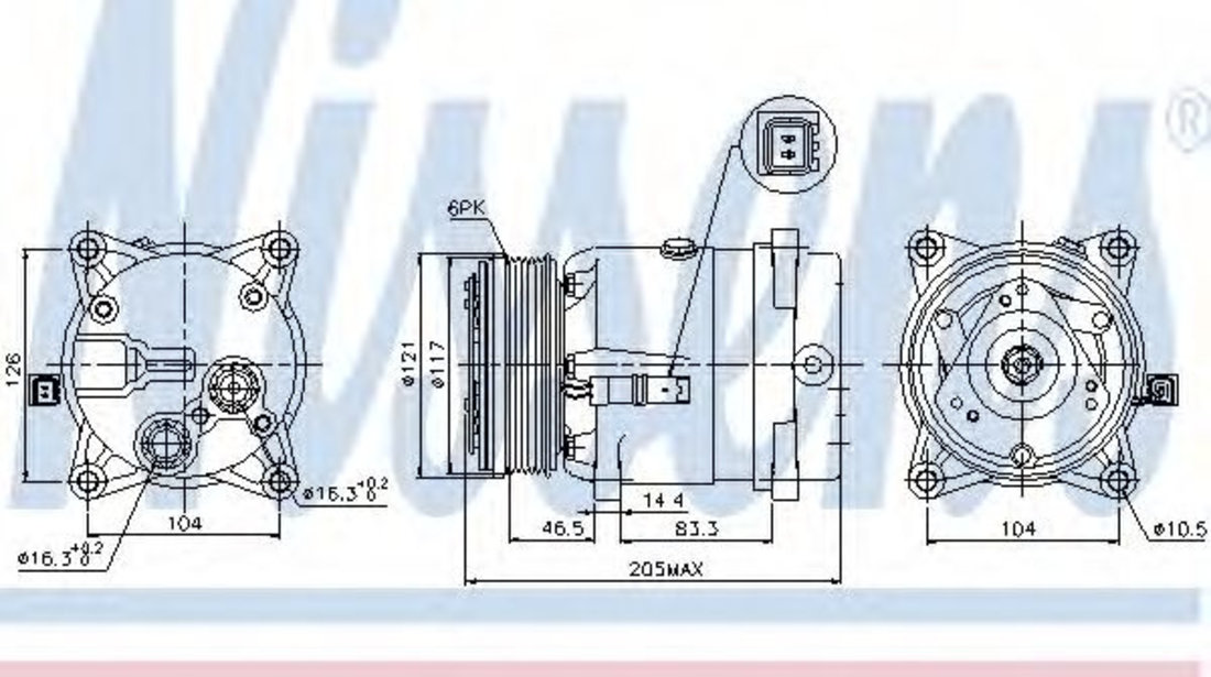 Compresor, climatizare PEUGEOT 406 (8B) (1995 - 2005) NISSENS 89122 piesa NOUA