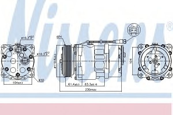 Compresor, climatizare PEUGEOT 806 (221) (1994 - 2002) NISSENS 89055 piesa NOUA